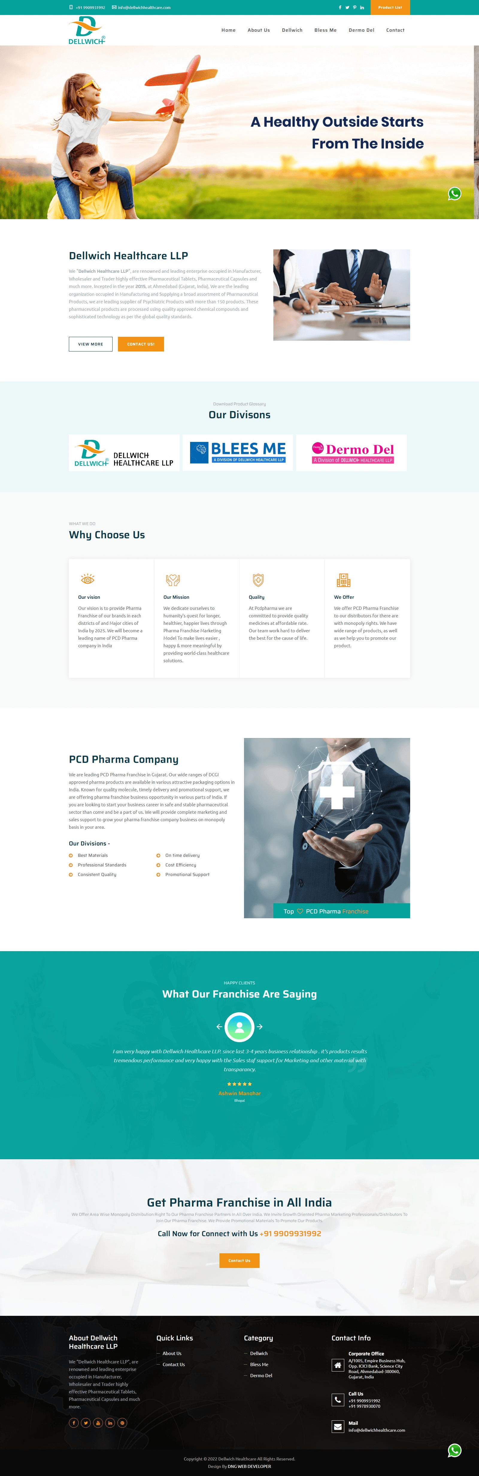 Pharma company website Development Services - Design Sample