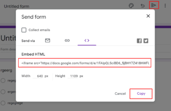 embed google forms in Website