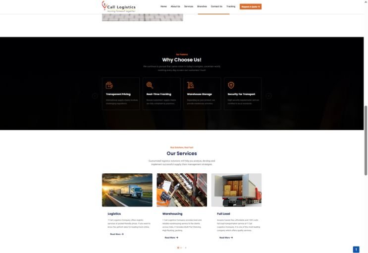 1 Call Logistics website screenshot 1 - homepage of professional website