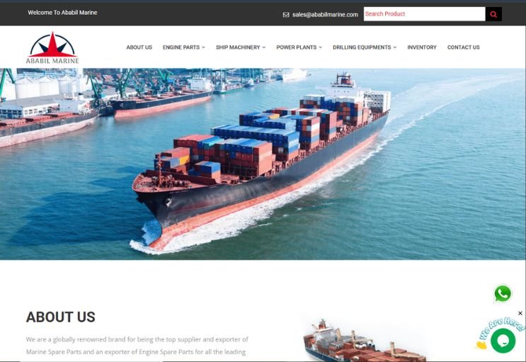 Ababil Marine website screenshot 1 - homepage of corporate website