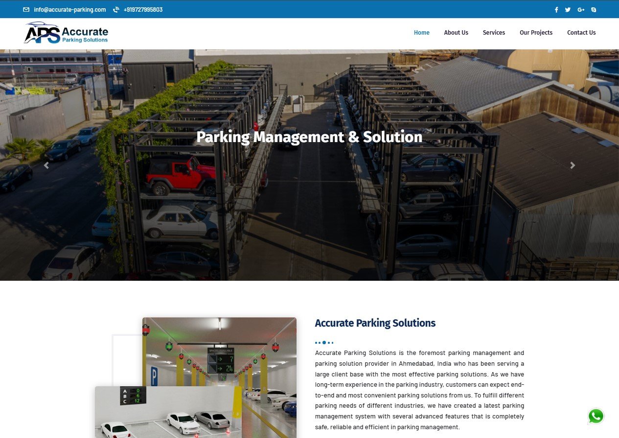 Accurate Parking website screenshot 1 - homepage of professional website