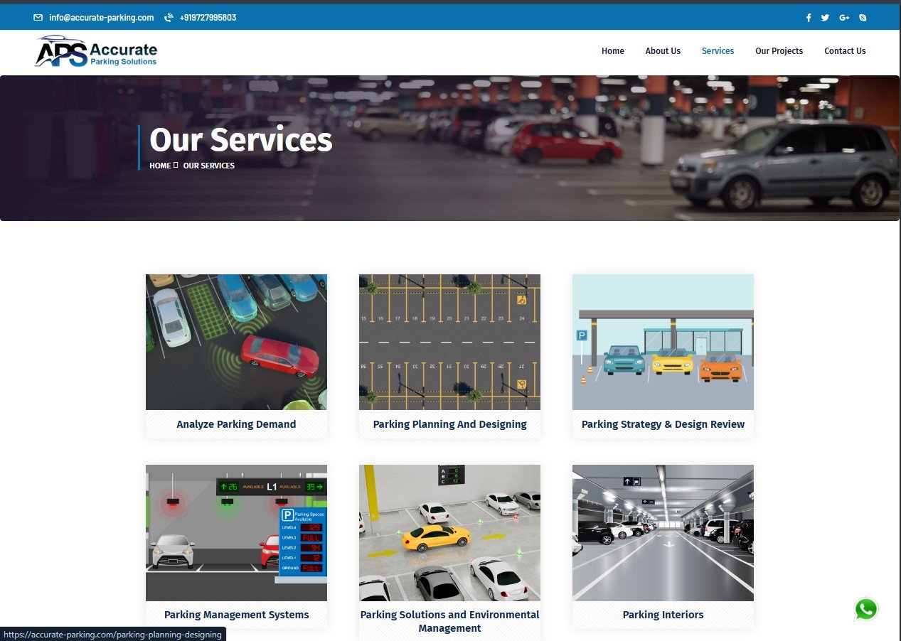 Accurate Parking website screenshot 2 - inner page of professional website