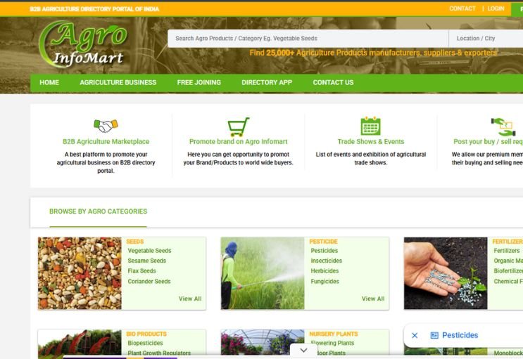 Agro Infomart website screenshot 1 - homepage of professional website