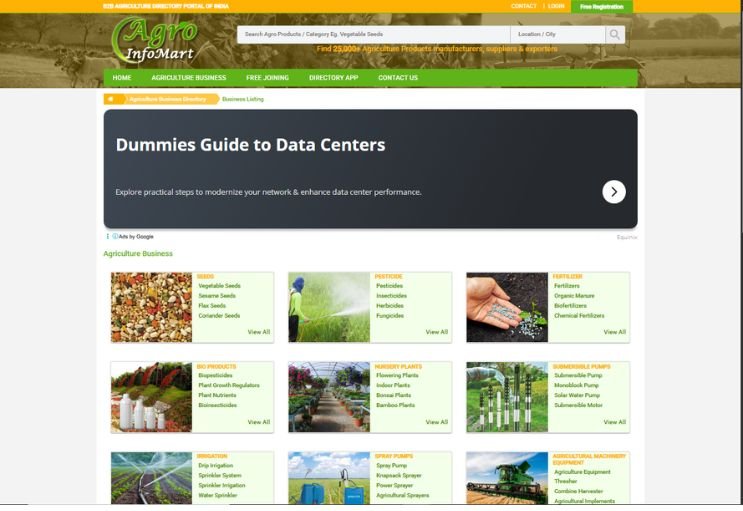 Agro Infomart website screenshot 2 - inner page of professional website