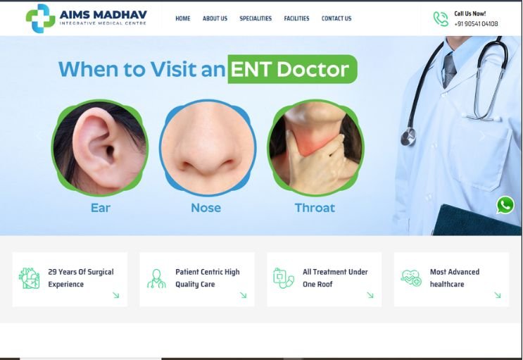 AIMS Madhav website screenshot 1 - homepage of professional website