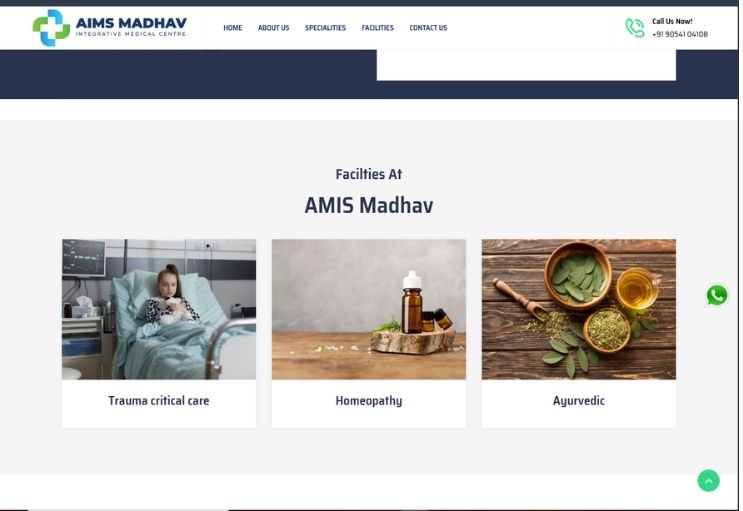AIMS Madhav website screenshot 2 - inner page of professional website