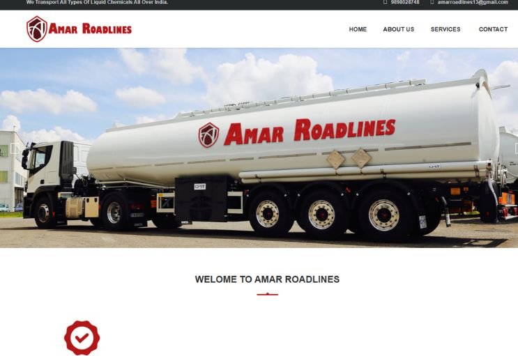 Amar Roadlines website screenshot 1 - homepage of professional website