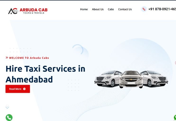 Arbuda Cabs website screenshot 1 - homepage of professional website