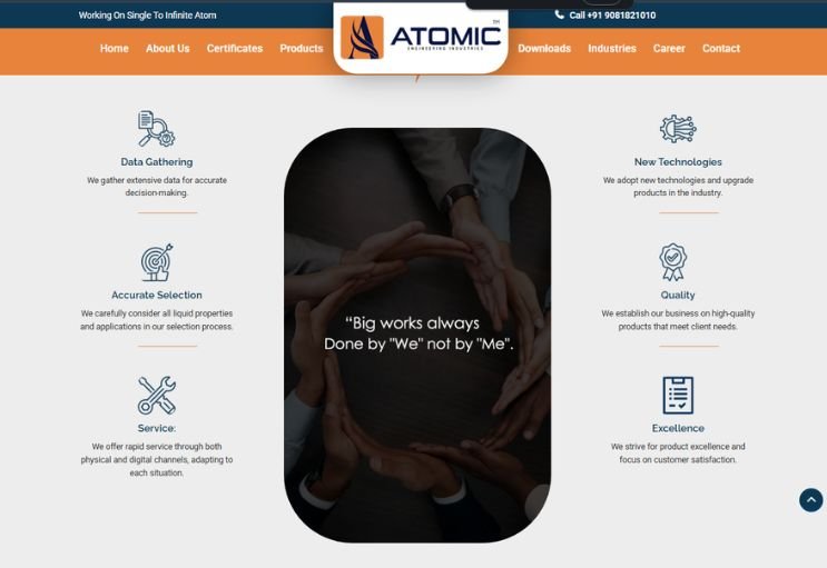 Atomic Engineering website screenshot 2 - inner page of corporate website