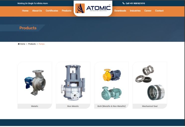 Atomic Engineering website screenshot 3 - product page of corporate website