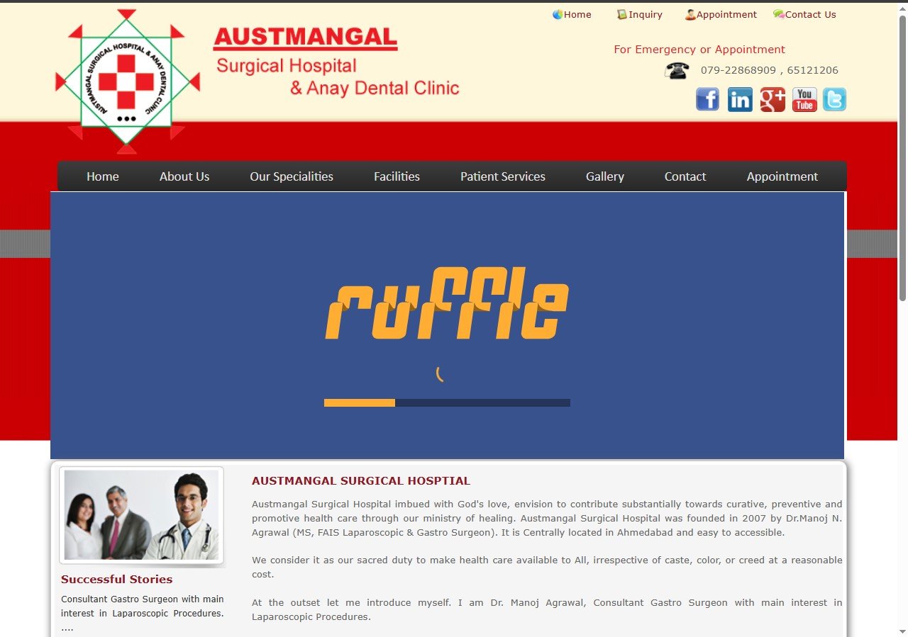 Austmangal Hospital website screenshot 1 - homepage of professional website