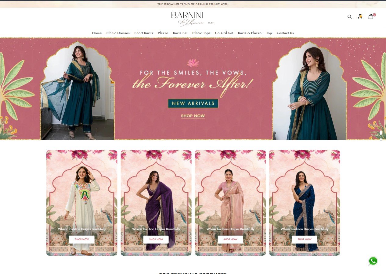 Barnini Ethnic website screenshot 1 - homepage of professional website