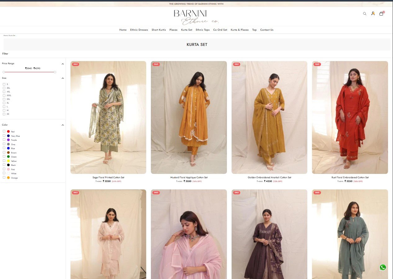 Barnini Ethnic website screenshot 2 - inner page of professional website