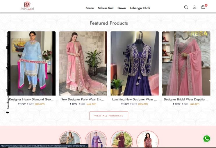Bollywood Wear website screenshot 2 - inner page of professional website