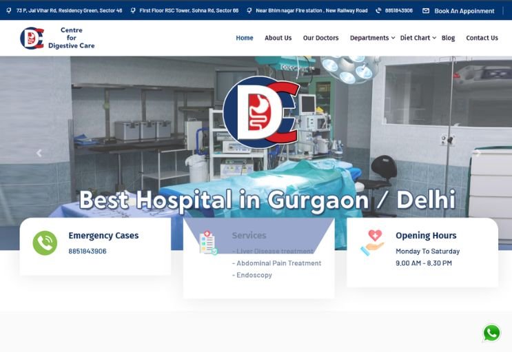 Centre For Digestive Care website screenshot 1 - homepage of professional website