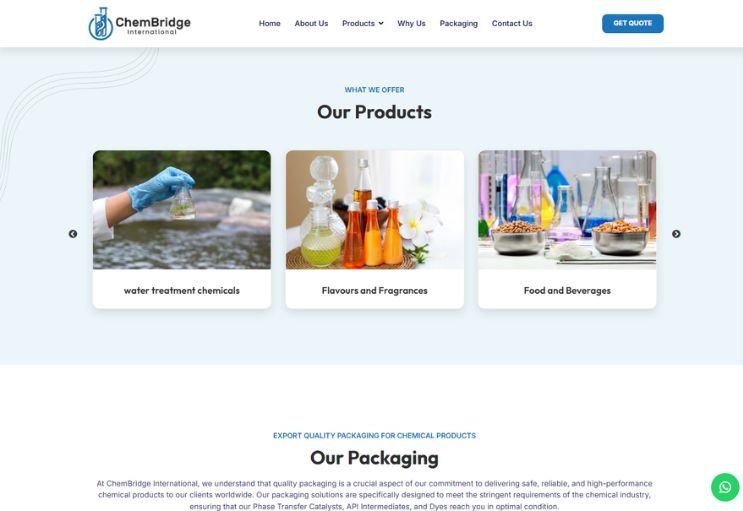 Chembridge International website screenshot 2 - inner page of corporate website