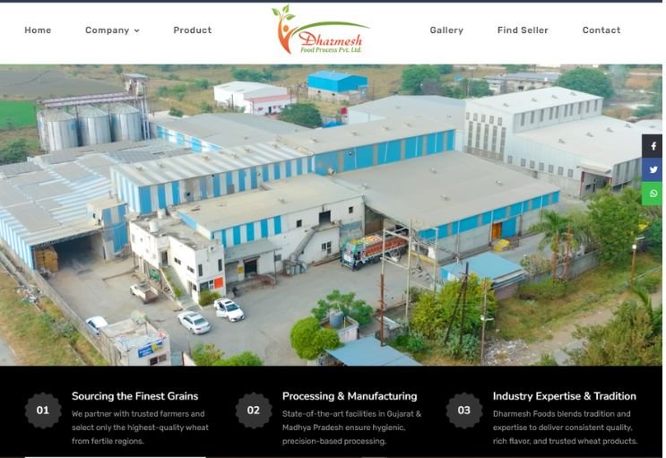 Dharmesh Food website screenshot 1 - homepage of product catalog website