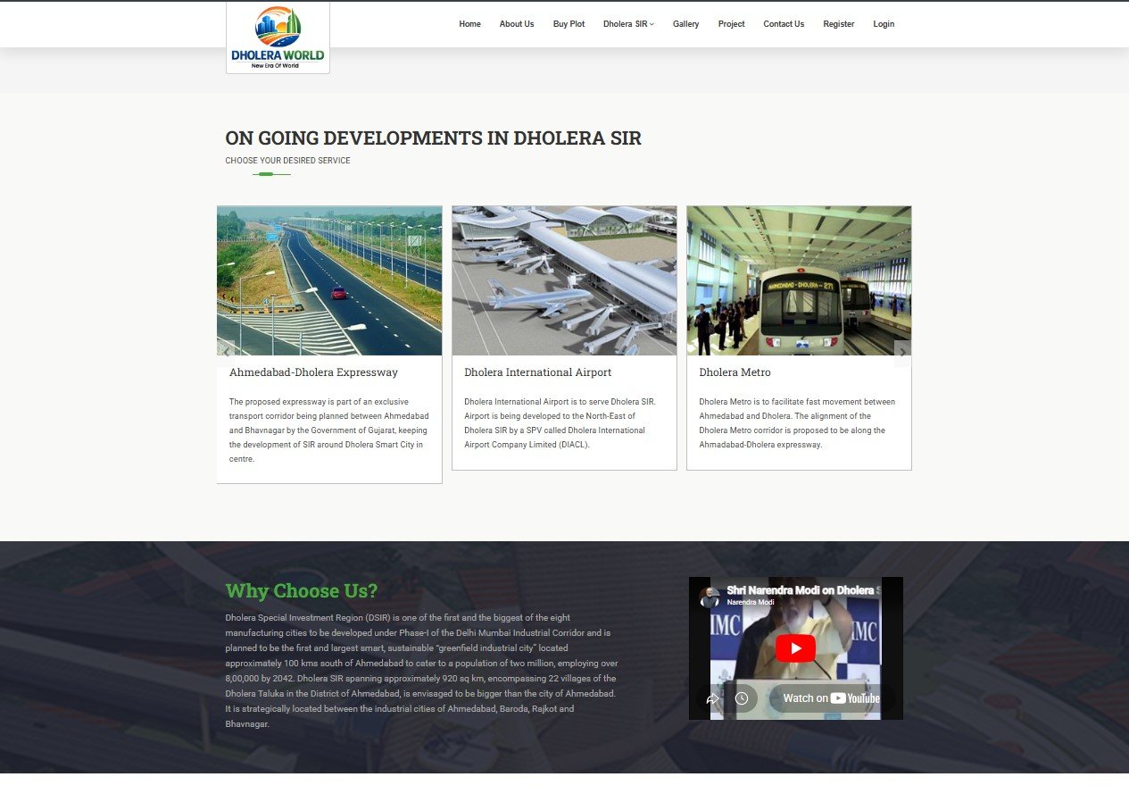 Dholera World website screenshot 2 - inner page of professional website
