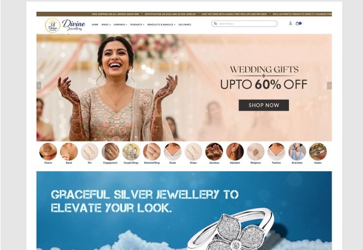 Divine Jewellerystore website screenshot 1 - homepage of professional website