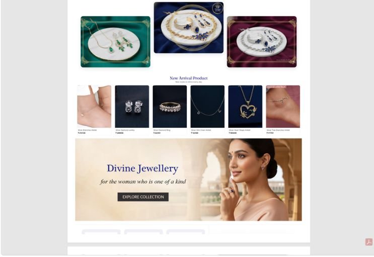 Divine Jewellerystore website screenshot 2 - inner page of professional website