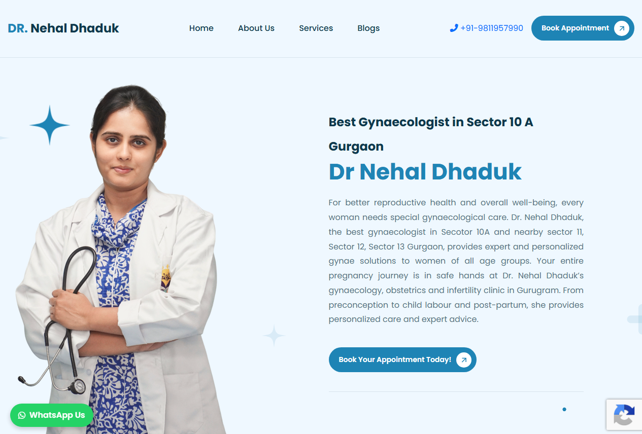 Dr Nehal Dhaduk website screenshot 1 - homepage of professional website