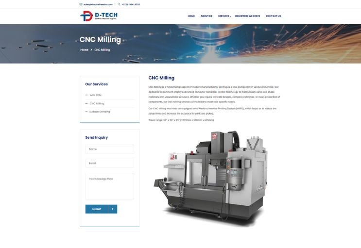 Dtech Wire EDM website screenshot 2 - inner page of professional website