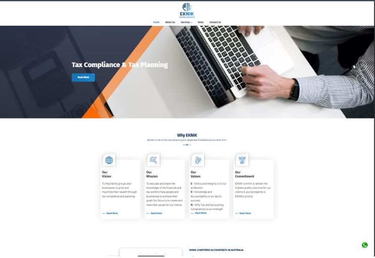 Eknik website screenshot 1 - homepage of professional website