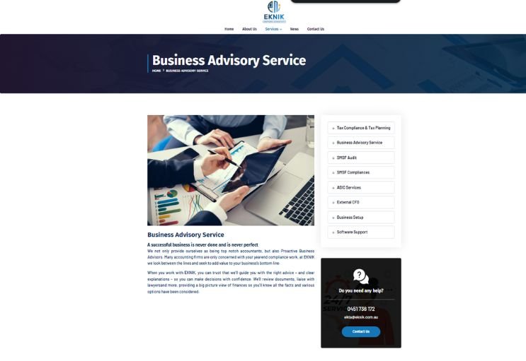 Eknik website screenshot 2 - inner page of professional website