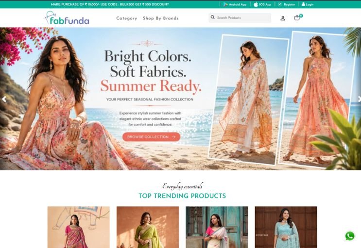 Fab Funda website screenshot 1 - homepage of professional website