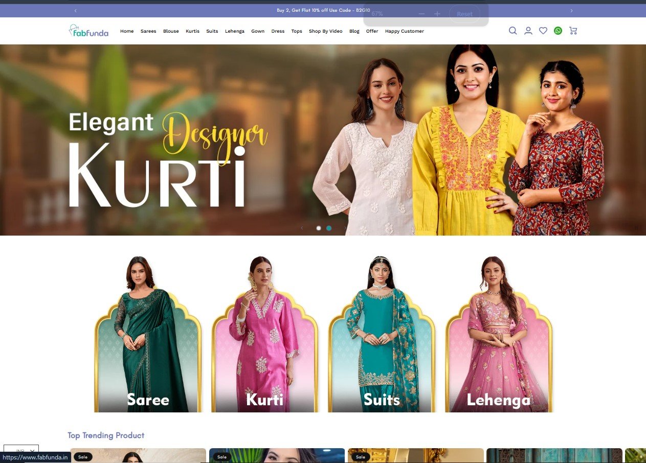 Fab Funda India website screenshot 1 - homepage of professional website