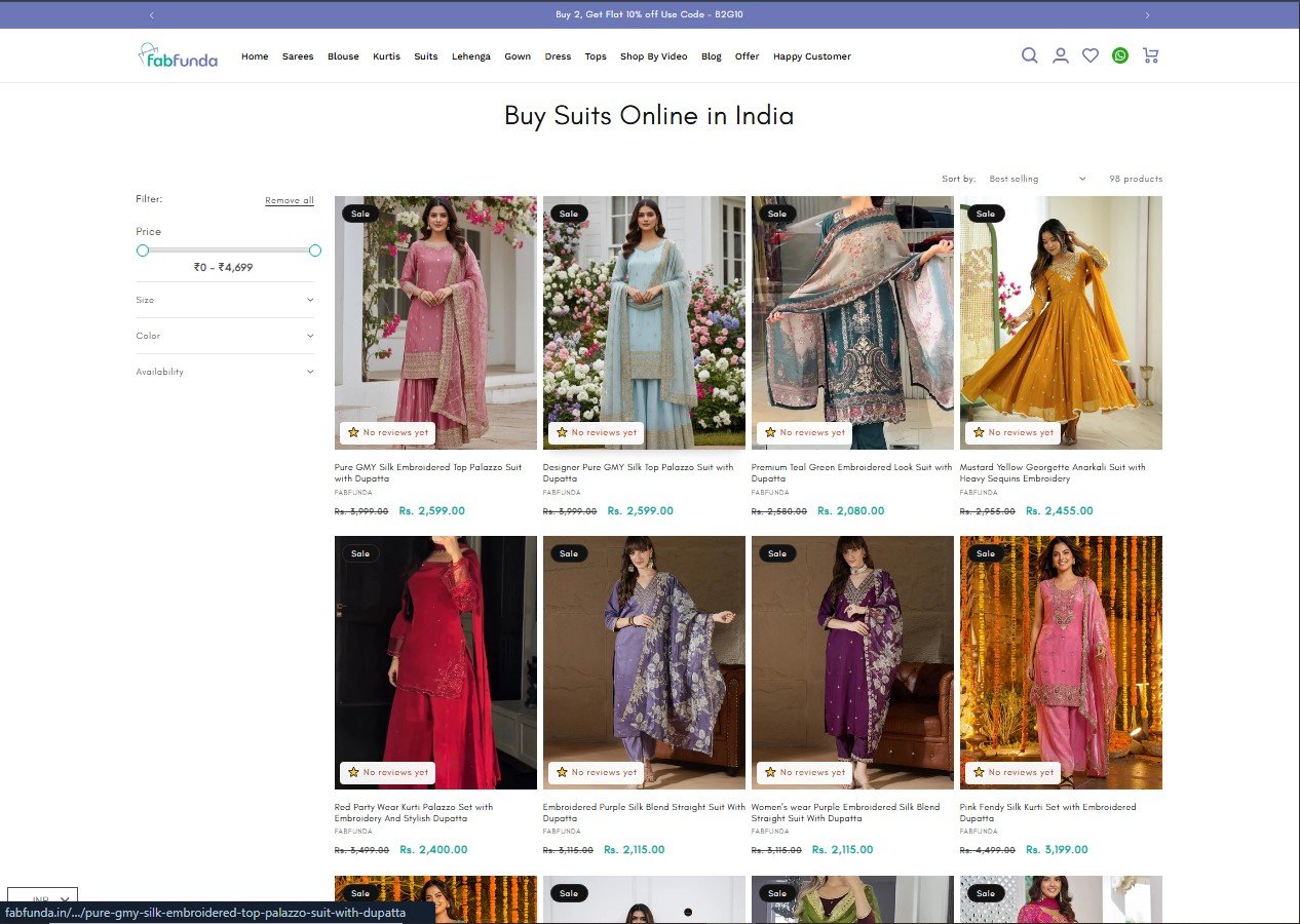 Fab Funda India website screenshot 3 - product page of professional website