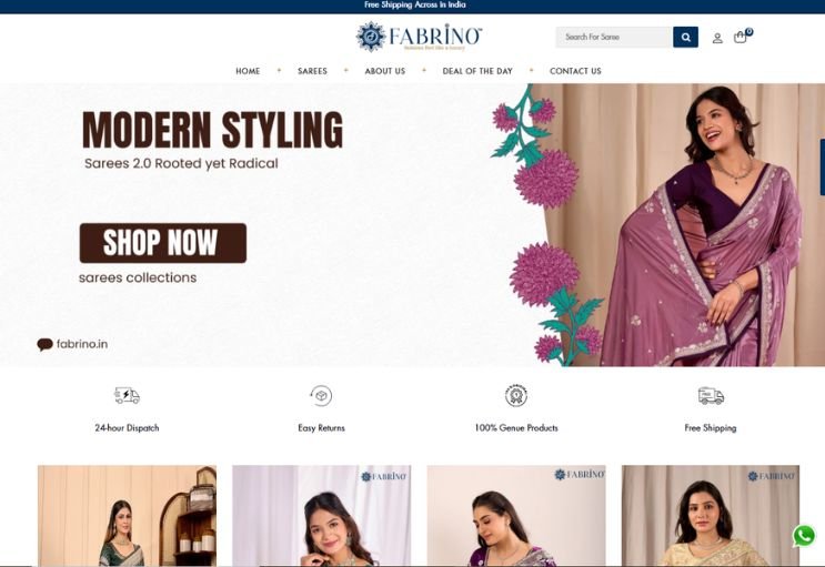 Fabrino website screenshot 1 - homepage of professional website