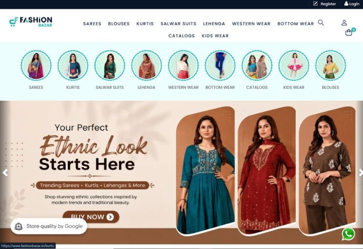 Fashion Bazar website screenshot 1 - homepage of professional website