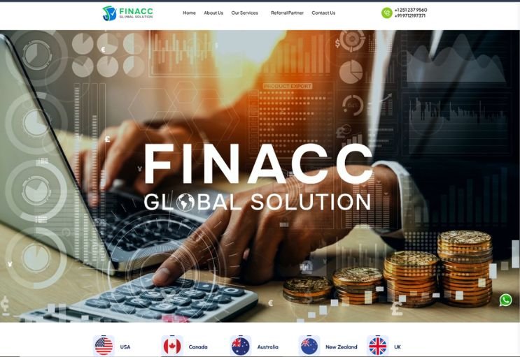 Finacc Global Solution website screenshot 1 - homepage of professional website