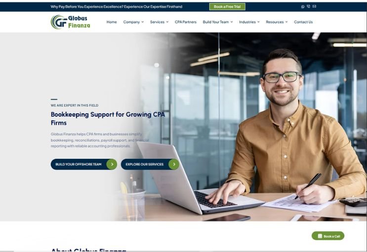 Globus Finanza website screenshot 1 - homepage of professional website