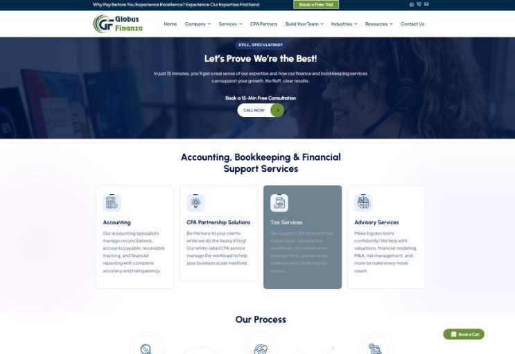 Globus Finanza website screenshot 2 - inner page of professional website