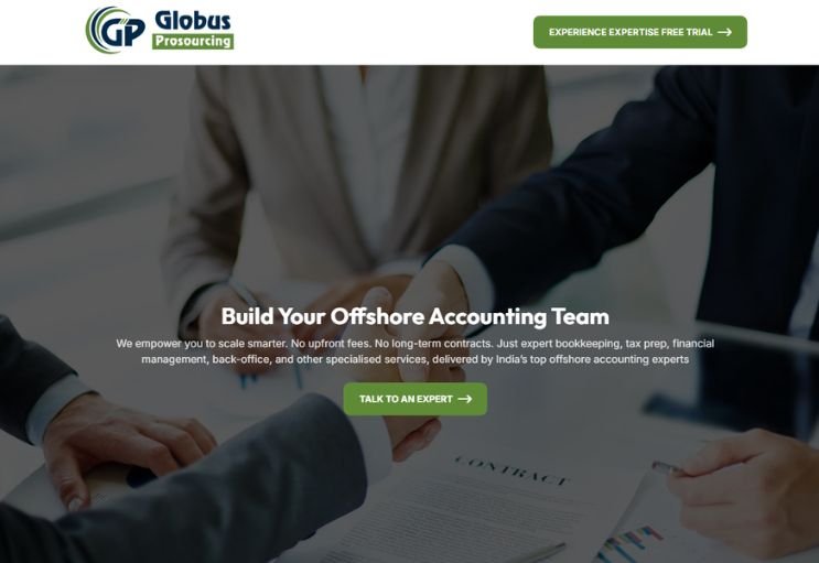 Globus Pro Sourcing website screenshot 1 - homepage of corporate website