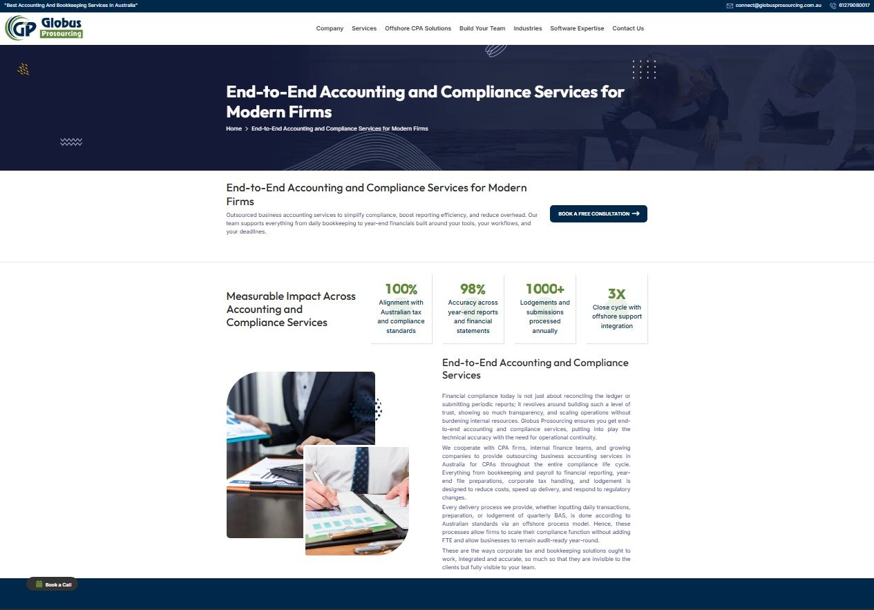 Globus Pro Sourcing website screenshot 2 - inner page of corporate website