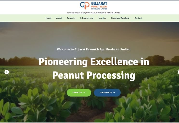 Gujarat Peanut website screenshot 1 - homepage of product catalog website