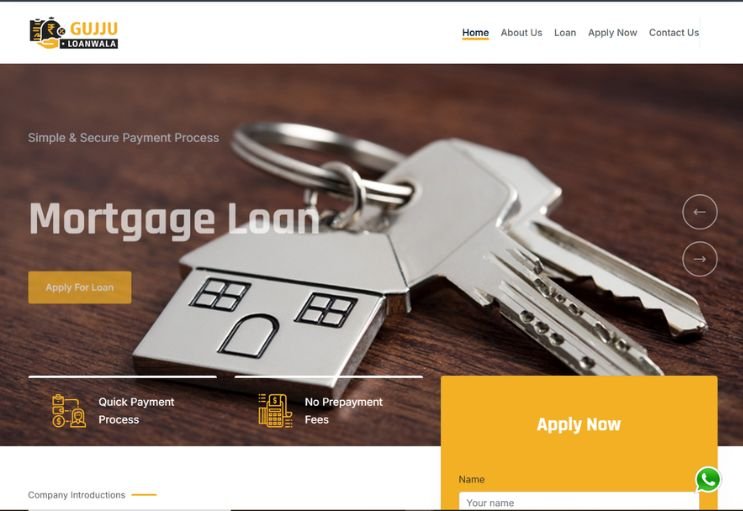 Gujju Loanwala website screenshot 1 - homepage of professional website