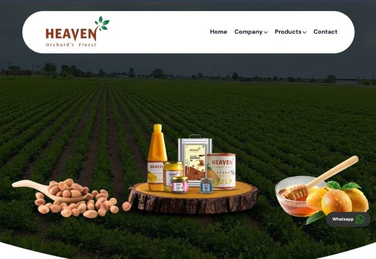 Heaven Export website screenshot 1 - homepage of professional website