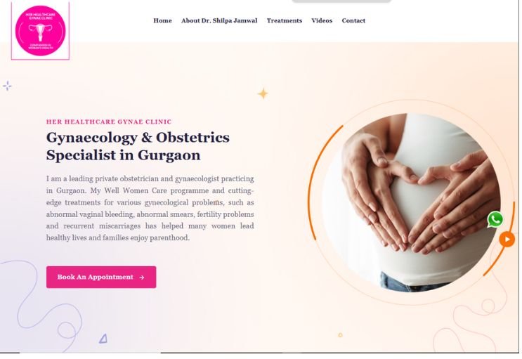 Her Healthcare Gynae website screenshot 1 - homepage of professional website