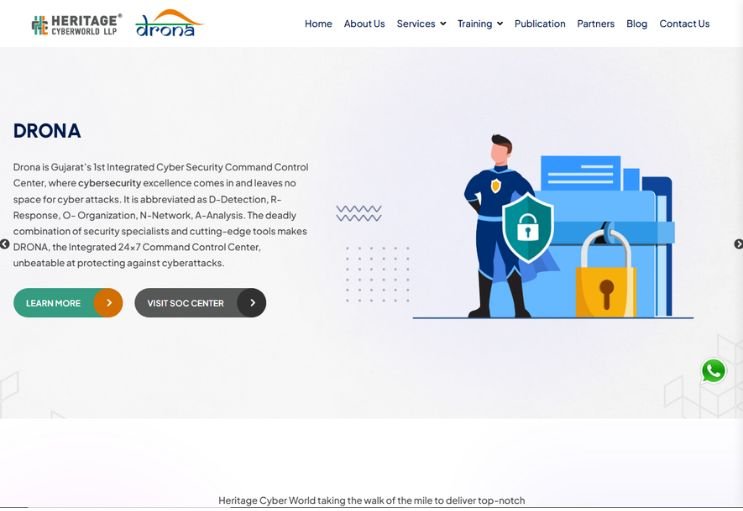Heritage Cyber World website screenshot 1 - homepage of professional website