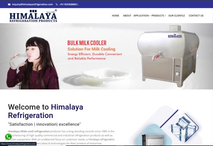 Himalaya Refrigeration website screenshot 1 - homepage of professional website