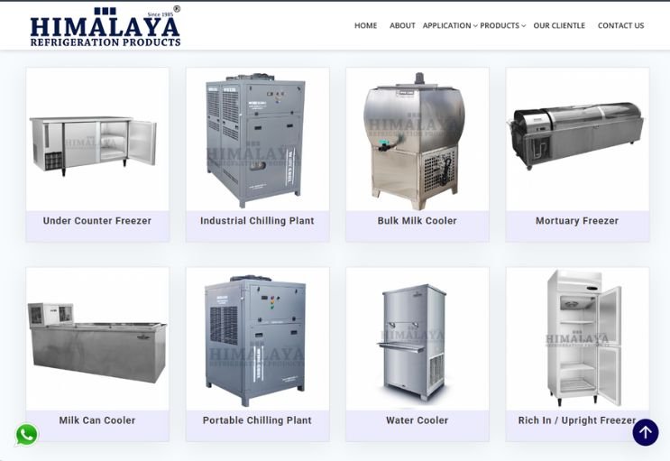Himalaya Refrigeration website screenshot 2 - inner page of professional website