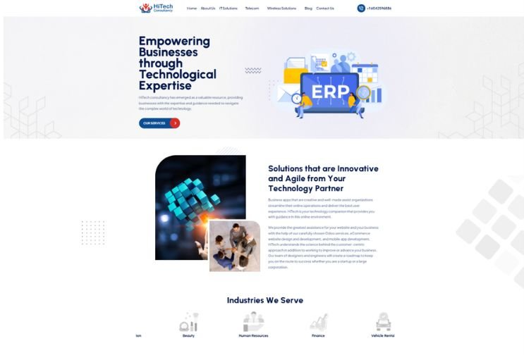 HiTech Consultancy website screenshot 1 - homepage of professional website