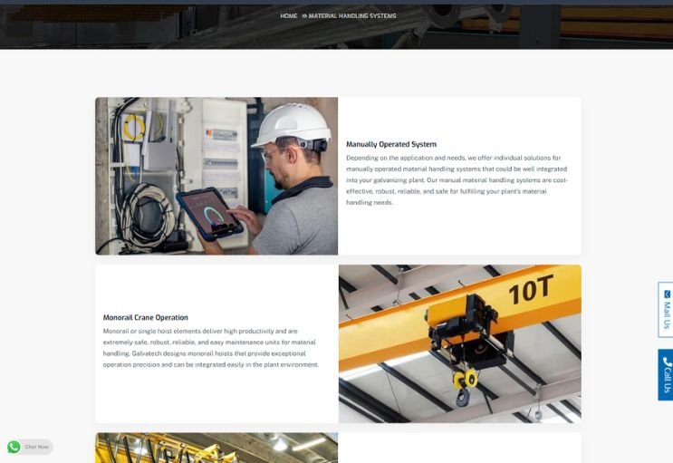 HL Galvatech website screenshot 2 - inner page of corporate website