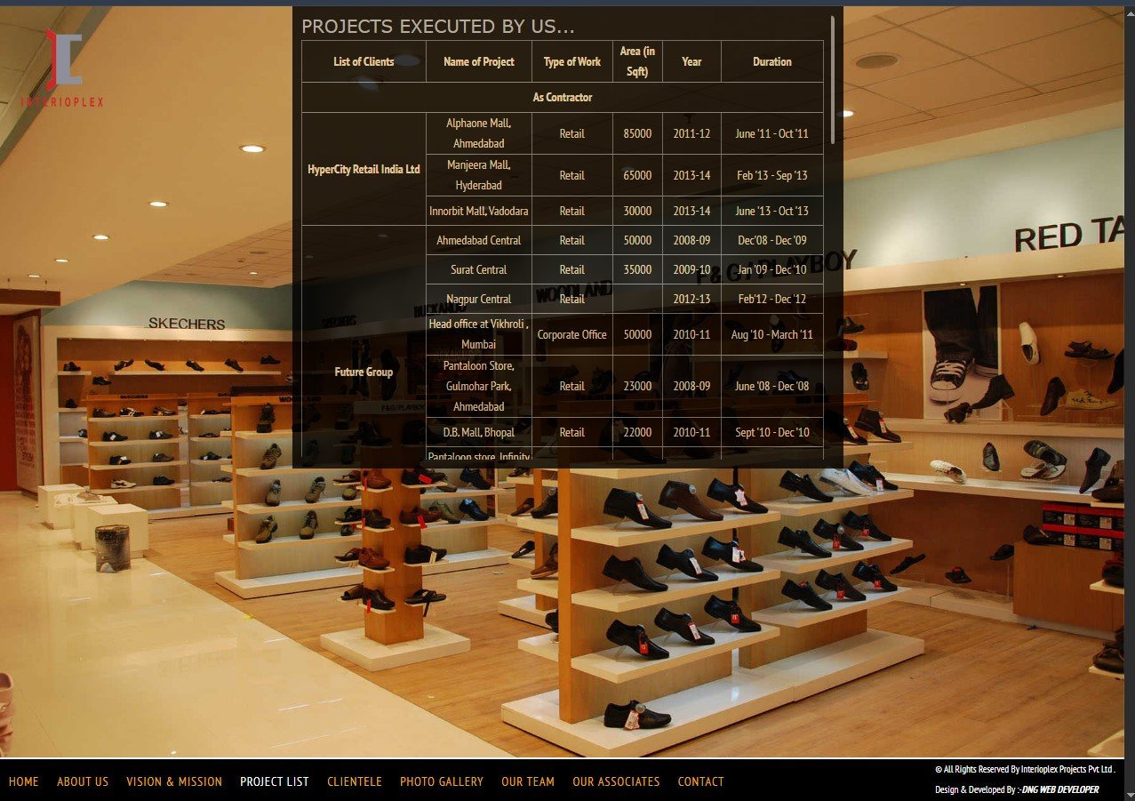 Interioplex website screenshot 2 - inner page of portfolio website