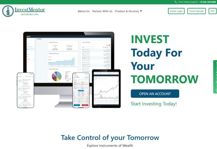 Invest Mentor Online website screenshot 1 - homepage of professional website
