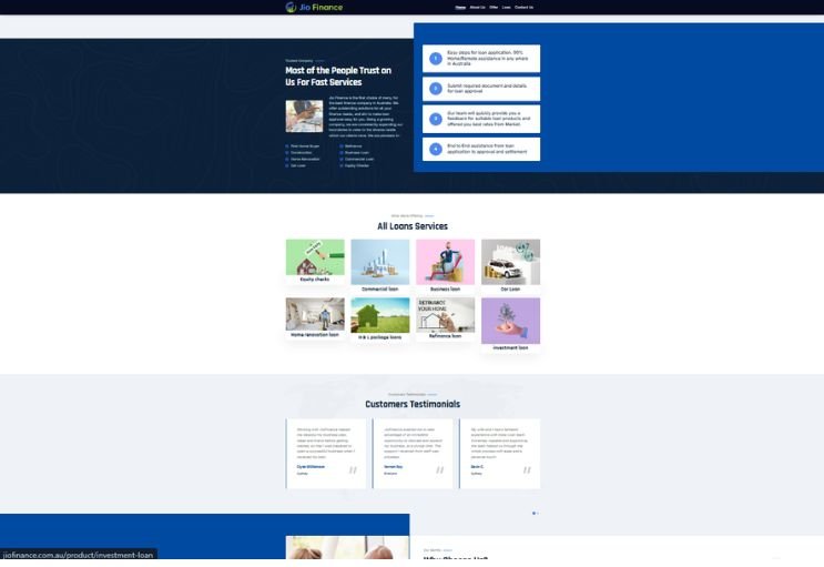 Jio Finance website screenshot 2 - inner page of professional website